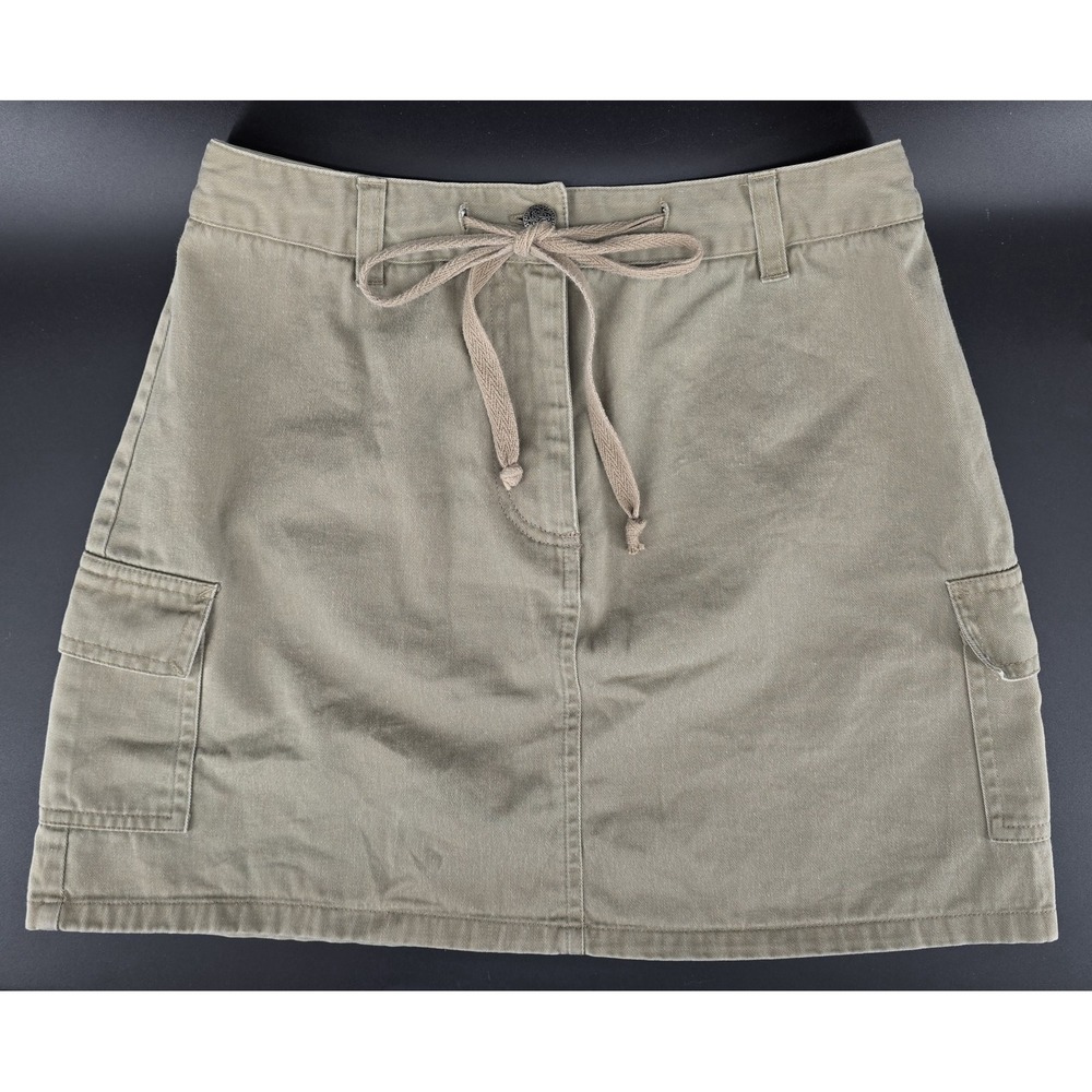 Vtg Y2K Express Bleus Khaki‎ Cargo Mini Skirt Juniors Sz 3-4 (27x14") Utility